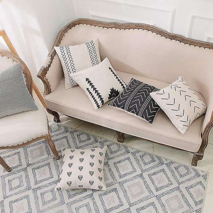 Geometric Pillow Case - Set Of 6 - Sofa Square Cushion Cushion Cover