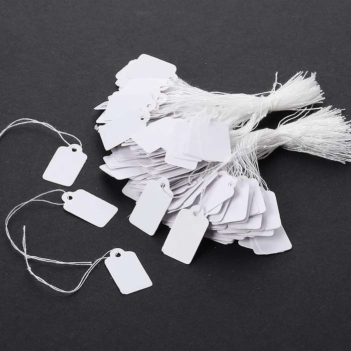 1500 Pcs White Marking Strung Tags Rectangle Price Marking Labels