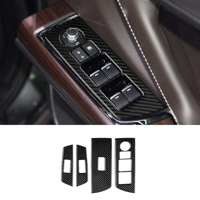 Car Carbon Fiber Window Glass Lift Button Trim Switch Cover Right