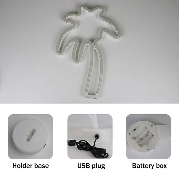 Palm Tree Led Neon Sign with Base Coconut Tree Marquee Night Lamp