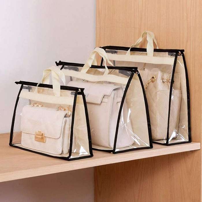 4pack Handbag Dust Bags for Closet, Hanging Zipper Storage Bag A