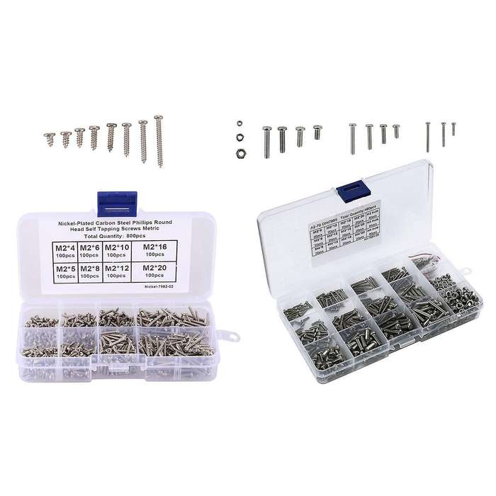 800pcs Carbon Steel Self Tapping Screws M2x4/5/6/8/10/12/16mm/20mm