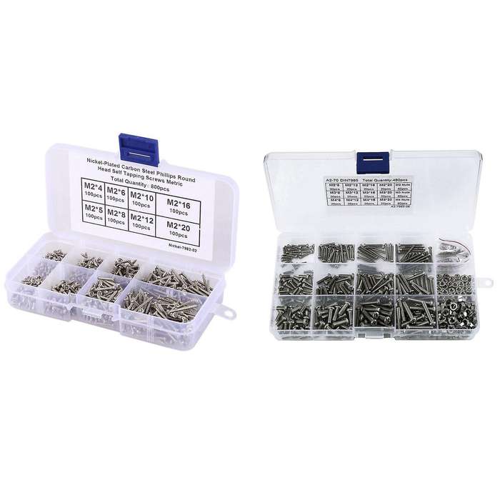 800pcs Carbon Steel Self Tapping Screws M2x4/5/6/8/10/12/16mm/20mm