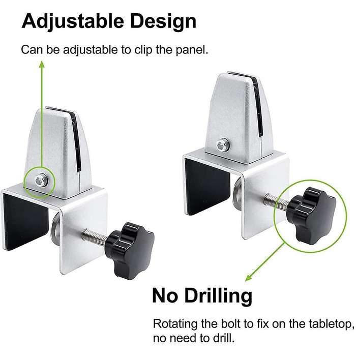 C-clamp Support, 2pcs Adjustable Silver Desk Partition Clamp Brackets