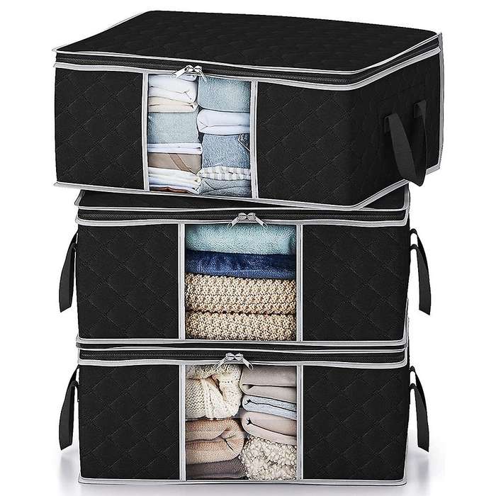 Clothes Storage Bag Foldable Storage Bin Closet Organizer 3 Pack