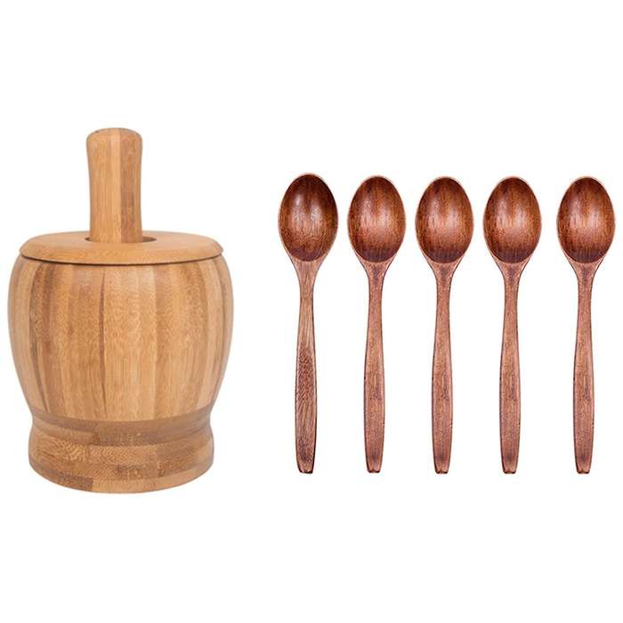 Pestle Grinding Bowl Set Garlic Pot Spice Pepper Mill Tools