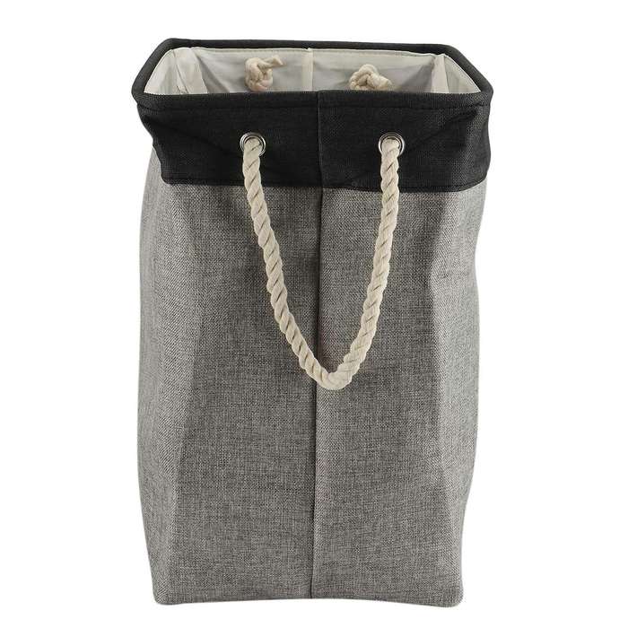 Cotton Linen Folding Laundry Hamper with Support Rod Laundry Basket