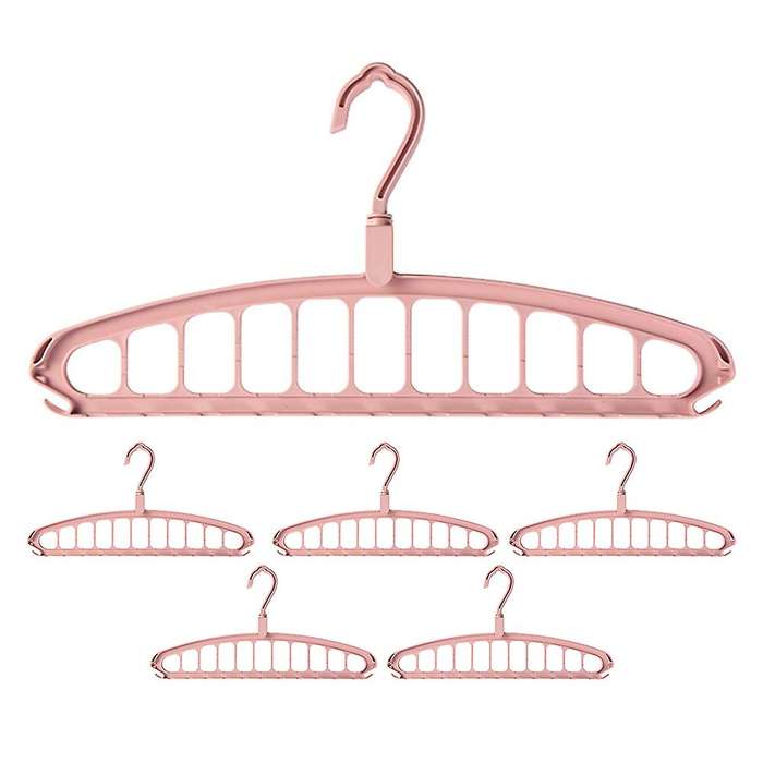 6pcs Multifunctional Clothes Rack Magic Space Saving Pink