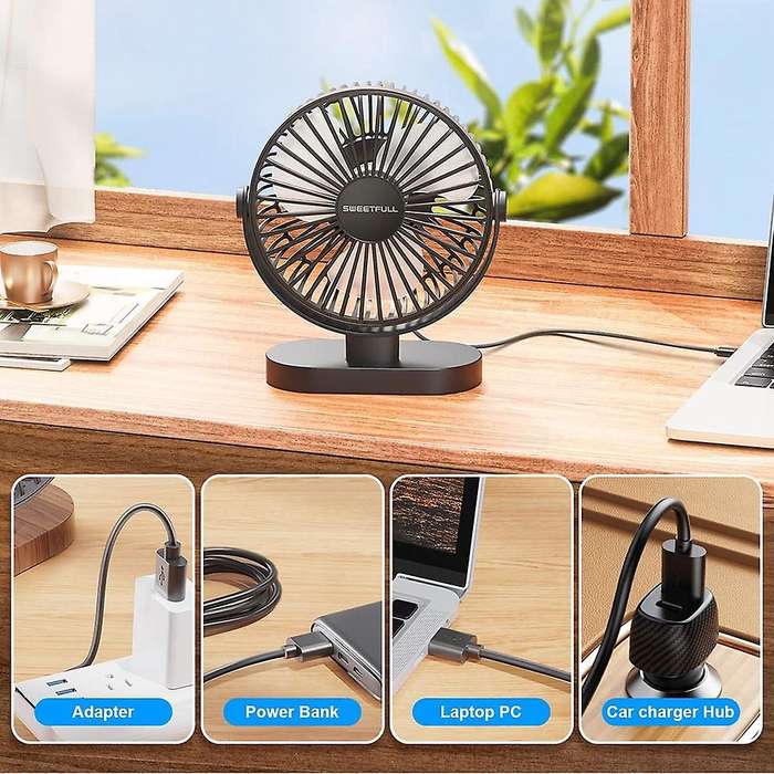 Small Usb Desk Fan 3 Speeds Portable Personal Desktop Table Fan,a
