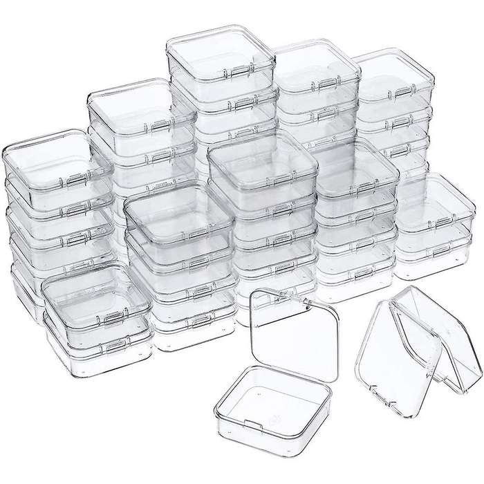60 Pcs Bead Containers Small Clear Containers with Lids for Jewelry