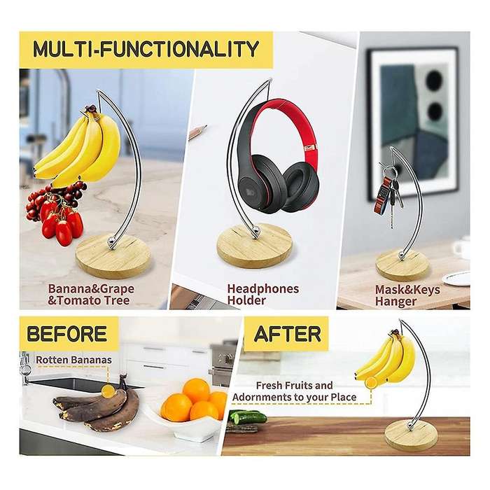 Banana Holder Stand, Modern Banana Hanger Tree with Metal Hook & Base