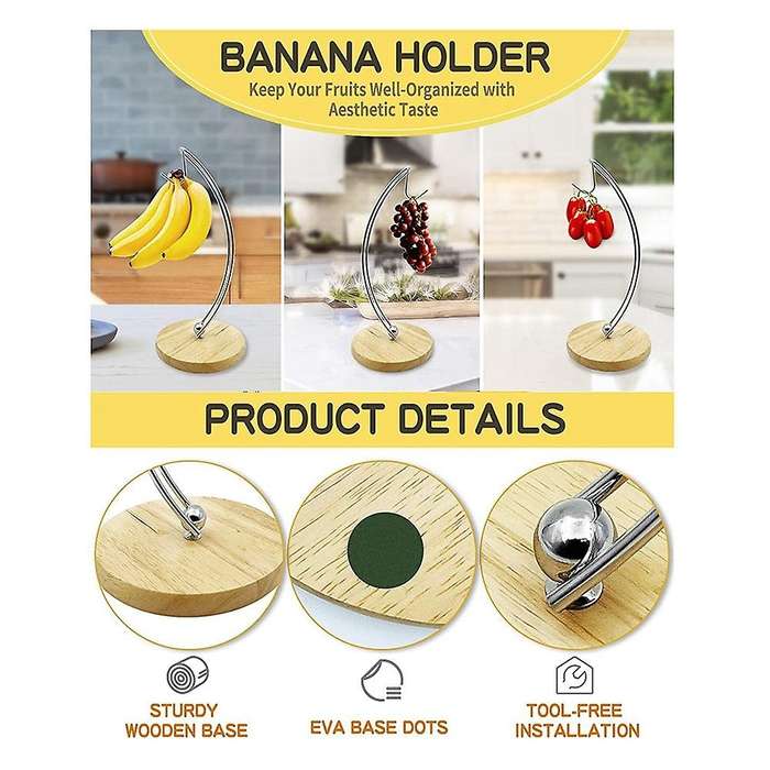 Banana Holder Stand, Modern Banana Hanger Tree with Metal Hook & Base