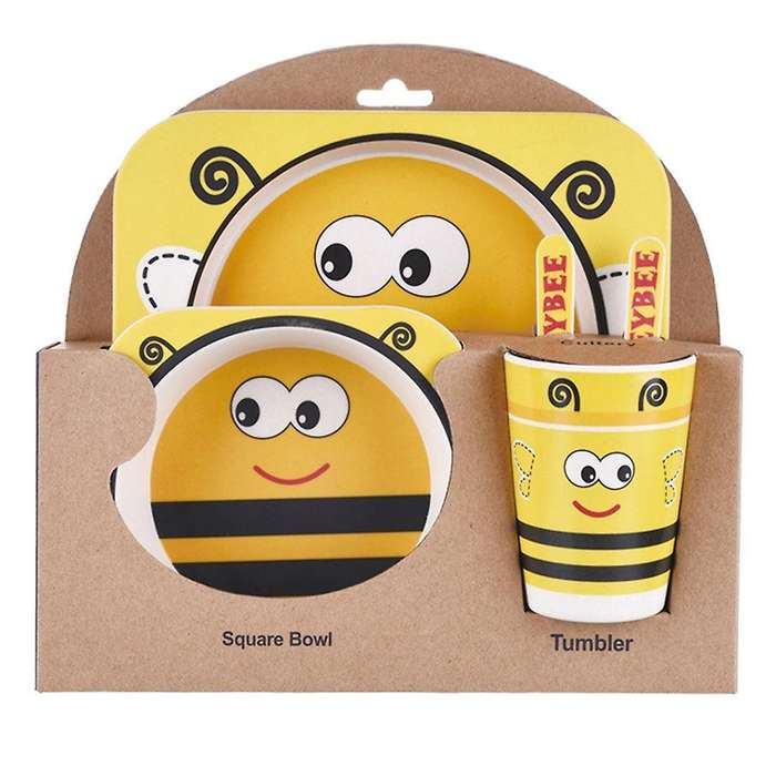 5pcs Baby Bamboo Bowl Baby Feeding Tableware New Year Gift Bowl Set,b