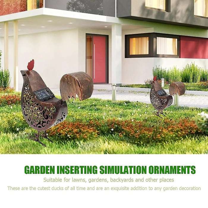 Iron Solar Chicken Lanterns Retro Hollow Solar Lights with Handle-a