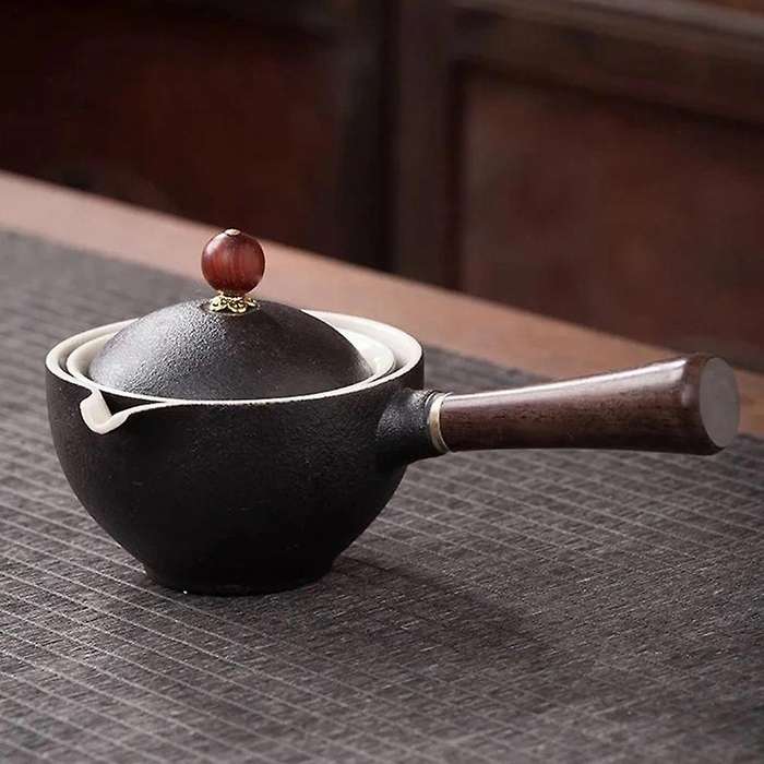 Ceramic Teapot with Wooden Handle Side-handle Pot Household Teaware 5
