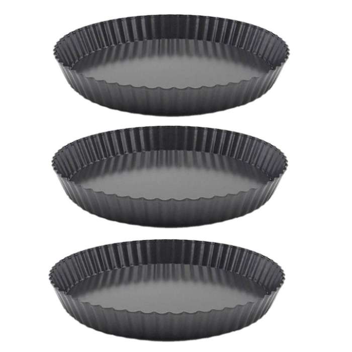 3pcs Removable Loose Bottom Quiche Tart Pan with Removable Base