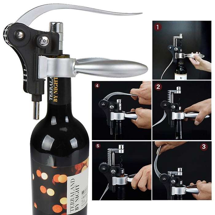 5 Pcs Rabbit Ears Bottle Opener Set Bar Lever Corkscrew Steel