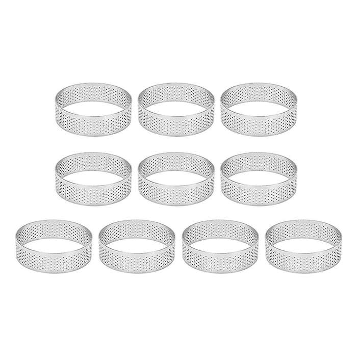 10pcs Circular Tart Rings with Holes Fruit Pie Quiches Cake Mould