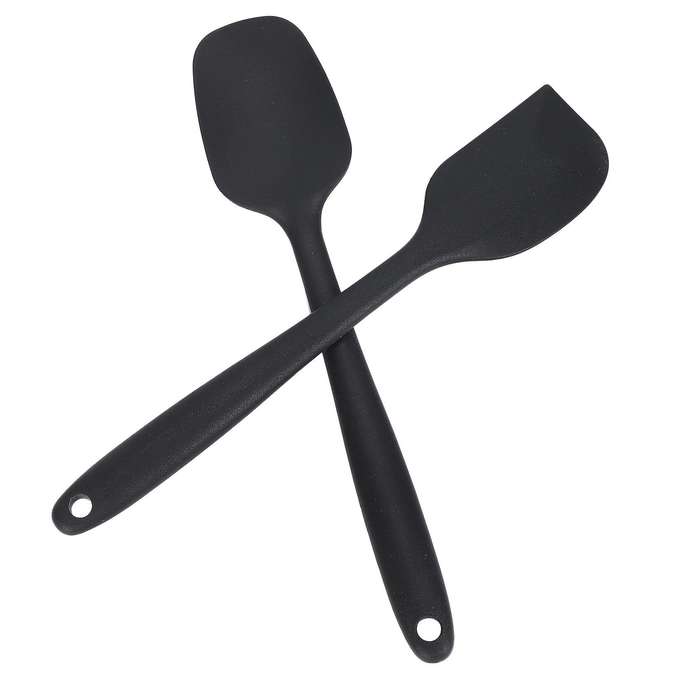 Silicone Spatula Set Of 10 Include 4 Mini Spatulas(black)