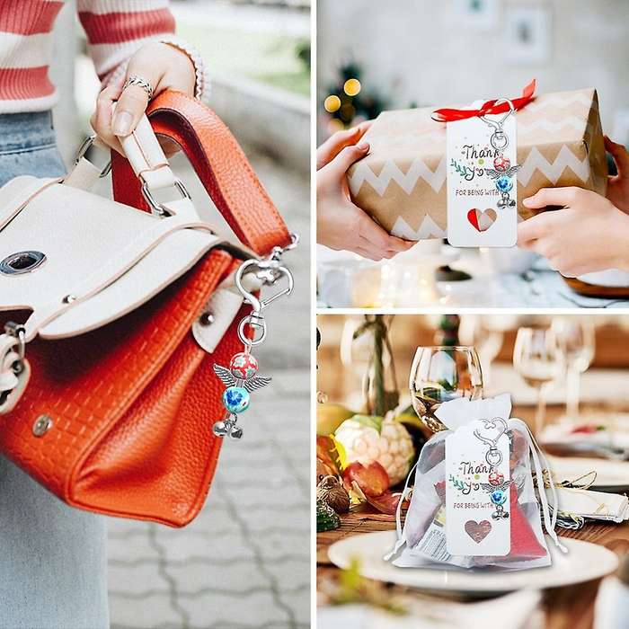 24pcs Angel Keychain Souvenir Gifts Set with Tag Drawstring Bag