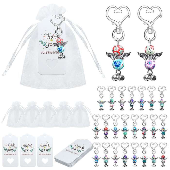 24pcs Angel Keychain Souvenir Gifts Set with Tag Drawstring Bag