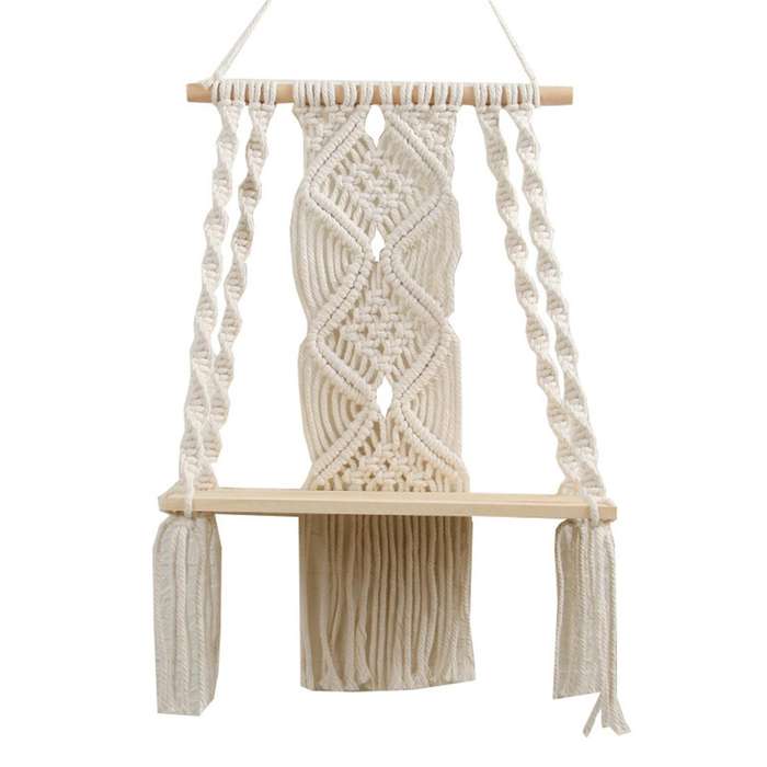 Boho Wall Hanging Shelf Handmade Tassel Tapestry Rack for Home Decor