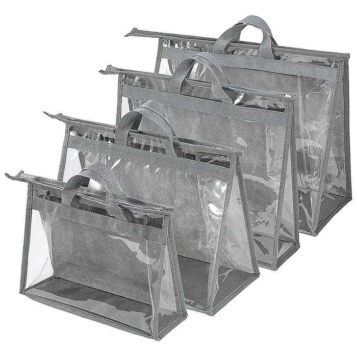 4pack Handbag Dust Bags for Closet, Hanging Zipper Storage Bag B