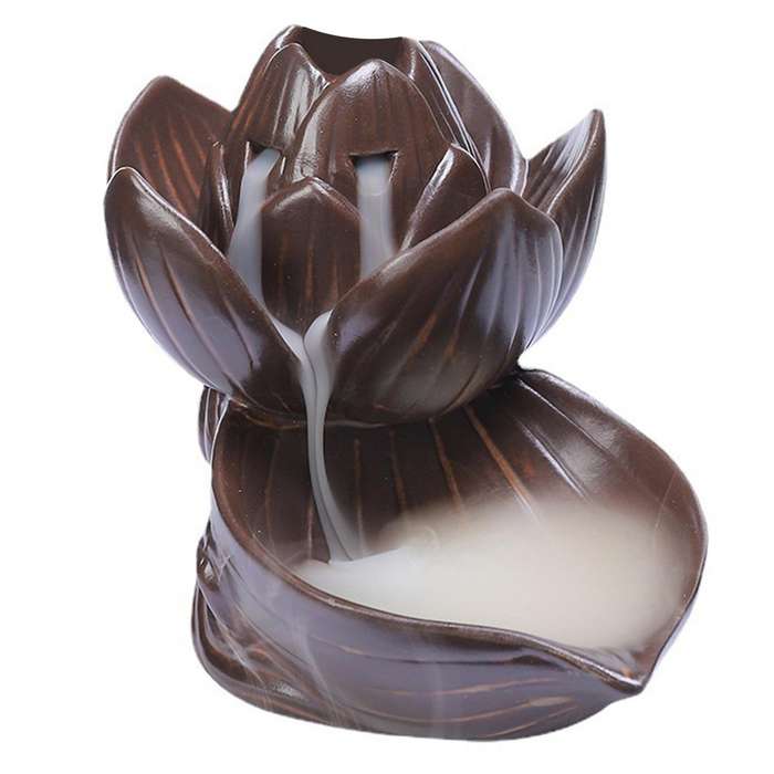 Backflow Incense Burner Ceramic Holder Lotus Home Office Decoration