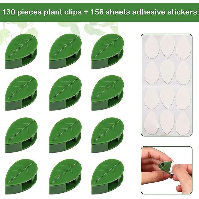 130pcs Plant Climbing Wall Fixture Clip Leaf Shaped Plant Fixing Clip
