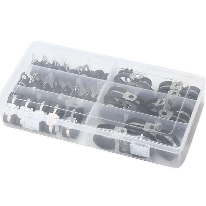 Cable Clamp,52pcs Rubber Cushion Insulated Clamp.stainless Steel