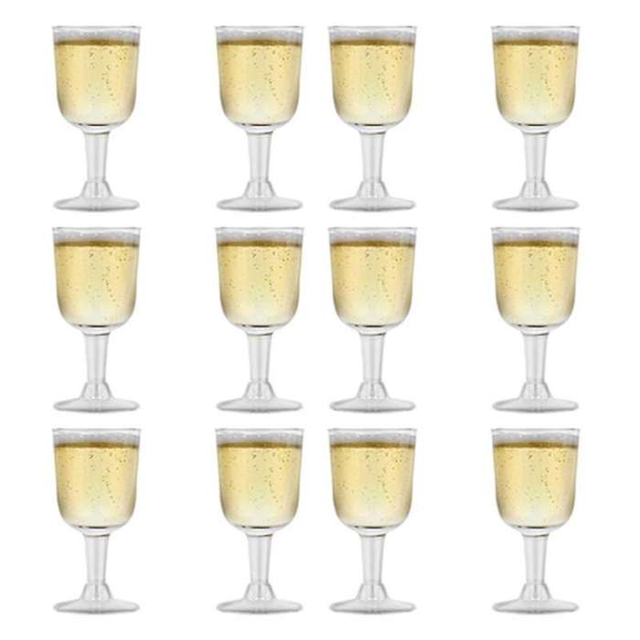 Clear Plastic Wine Glass Recyclable - Shatterproof Wine Goblet 12pcs