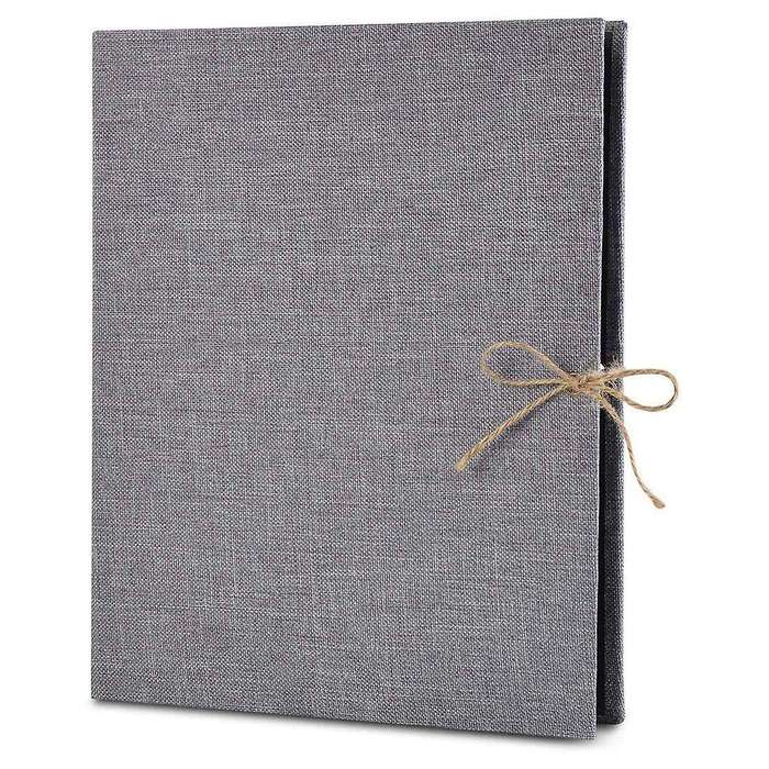 Photo Album Scrapbook, Linen Refillable, Vintage Black Pages, Gray