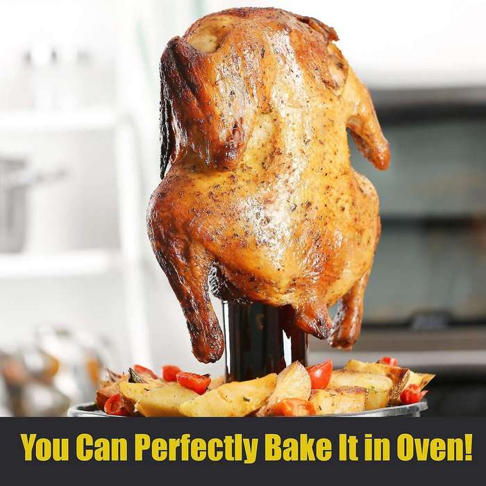2pcs Beer Can Chicken Turkey Rotisserie Beer Chicken Stand for Grill