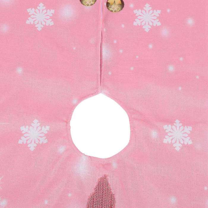 Pink Christmas Tree Skirt with Led Light Faceless Doll Carpet -a