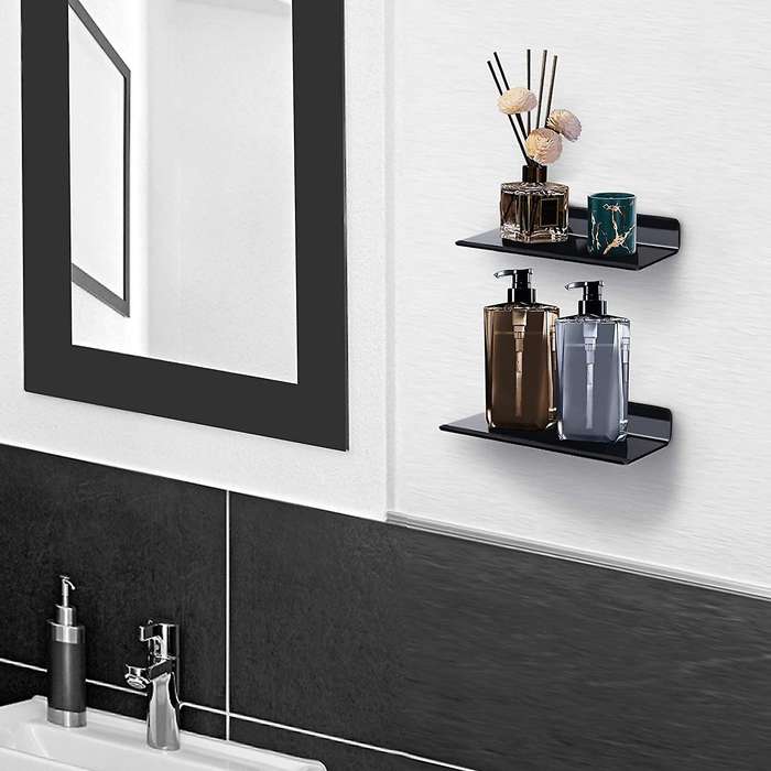 Acrylic Floating Wall Shelves Set Of 3, Damage-free Display