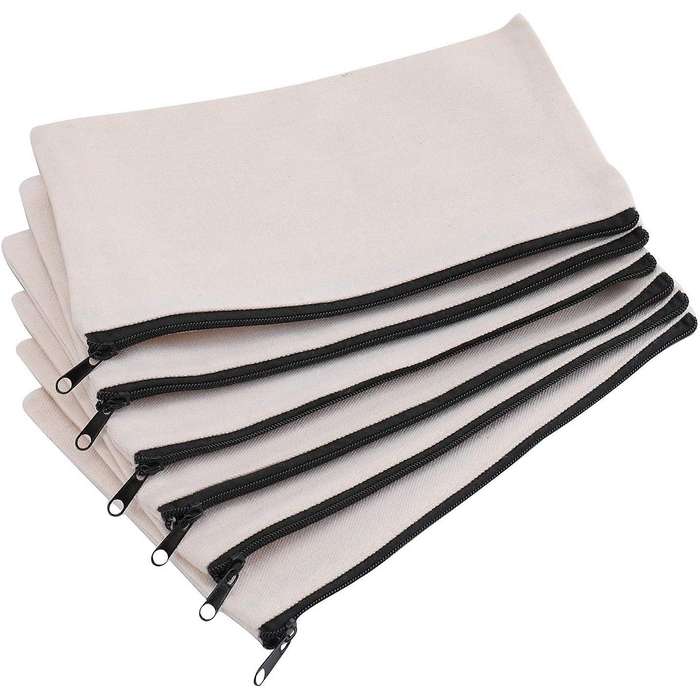 32pcs Canvas Zipper Bag Pencil Case Cosmetic Bag Blank Bag Diy Craft