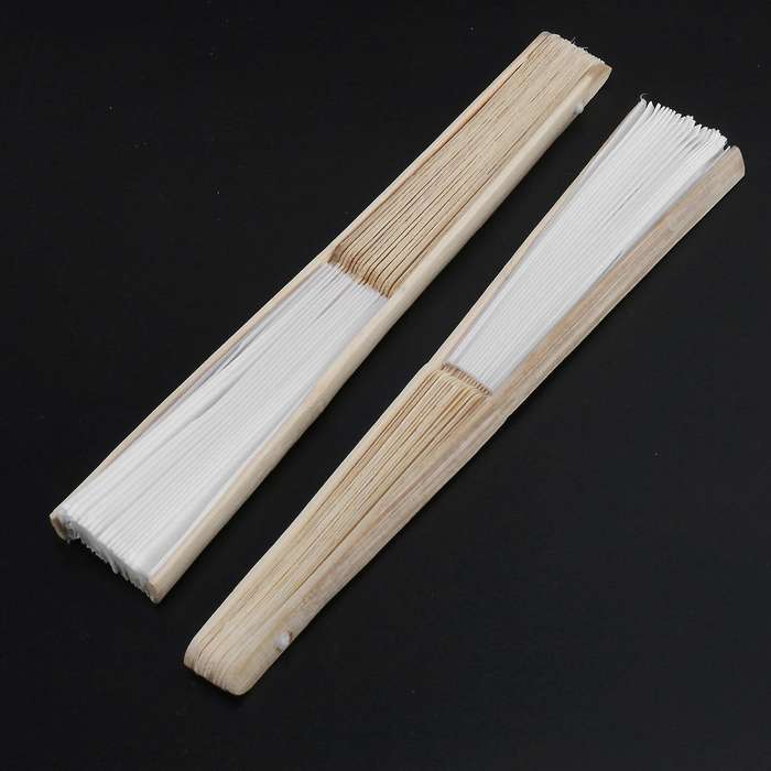 10 Pcs 21cm White Color Fabric Hand Fan, Silk Hand Fan Wedding Party
