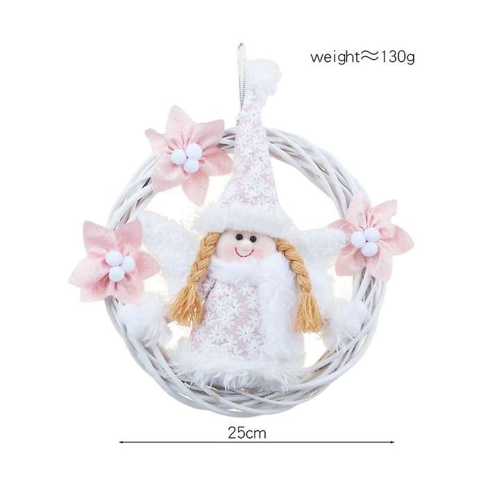 Christmas White Angel Wreath Pink Door Hanging Christmas Pendant B