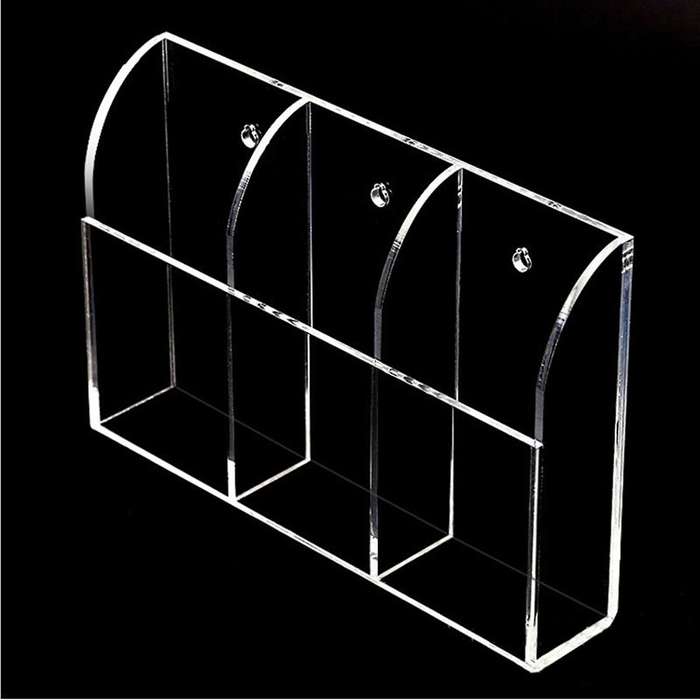 Clear Acrylic Remote Control Holder Wall Mount (three Compartments)