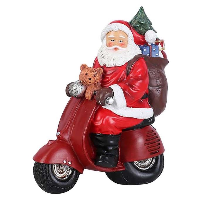 1pcs Santa Claus Driving Sculpture Statue Resin Christmas Doll B