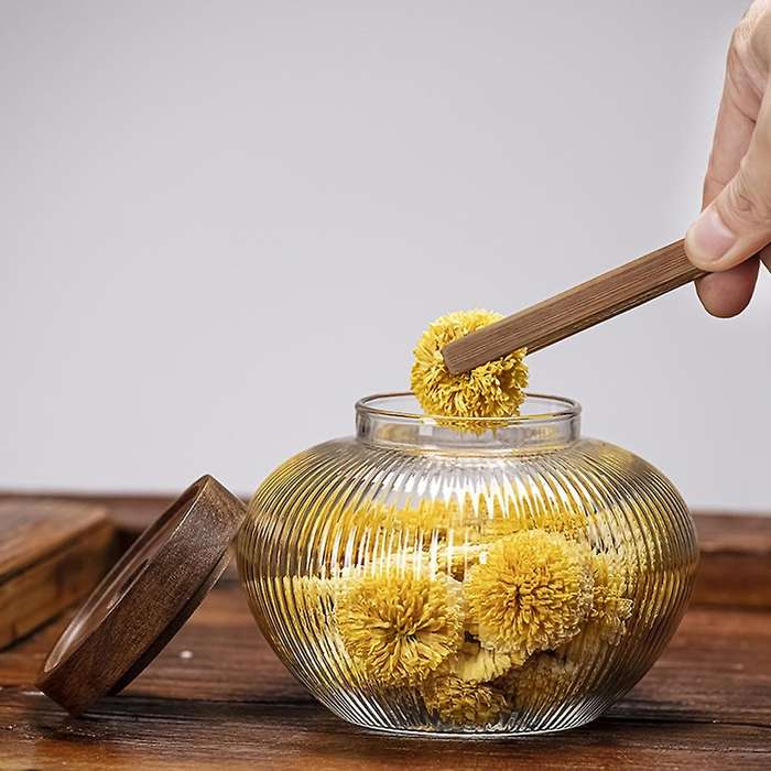 2 Pack Glass Jars Set, Spice Jars with Bamboo Lids, Clear Glass Food