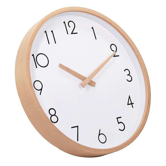 12 Inch Silent Wood Digital Wall Clock Non Ticking Vintage Decor