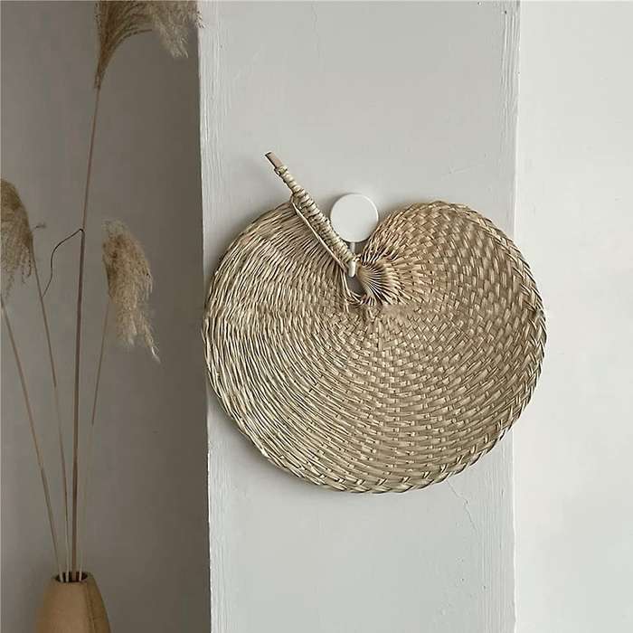 Natural Raffia Hand Fans, for Summer Cooling Supplies Farmhouse 6 Pcs