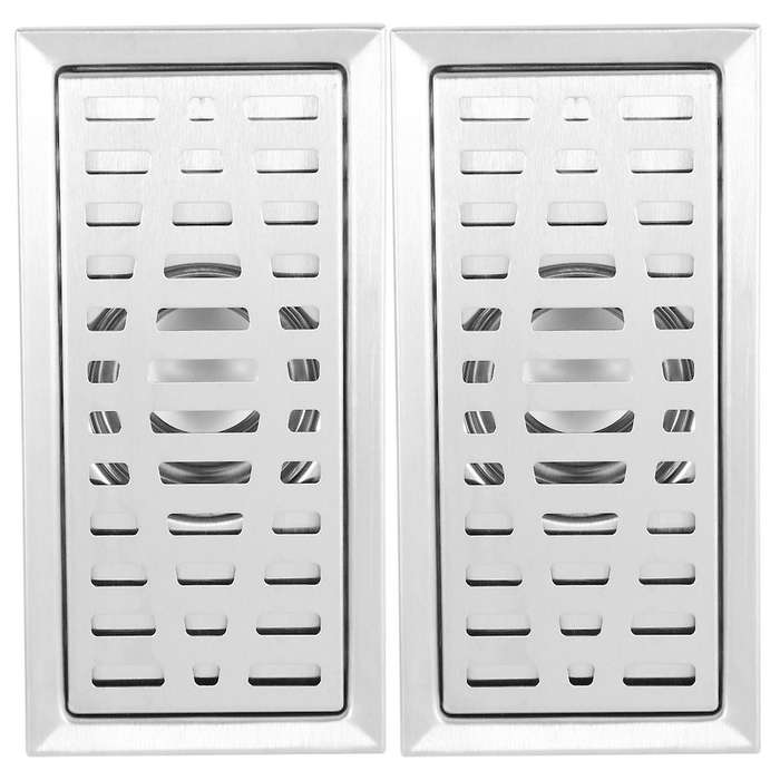 2x Stainless Steel Bathroom Square Floor Grate 20cm X10cm Floor Drain