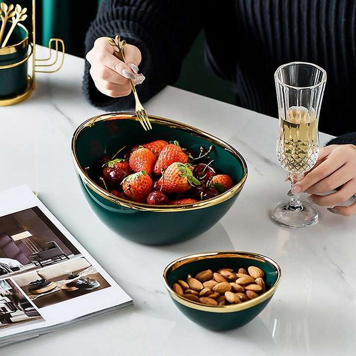 Nordic Light Luxury Ceramic Creative Salad Fruit Fruit Ingot Bowl B