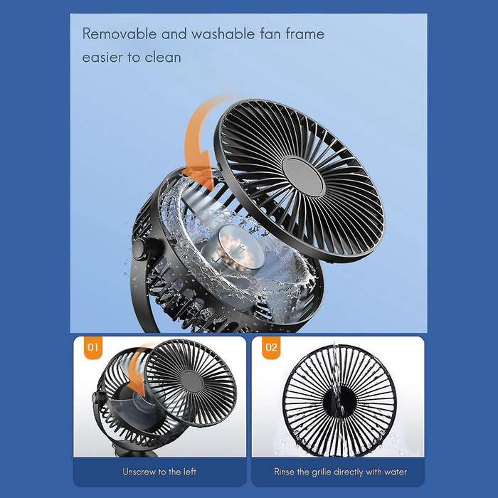 Portable Usb Rechargeable Fan Mini Desktop Clip Fan Black