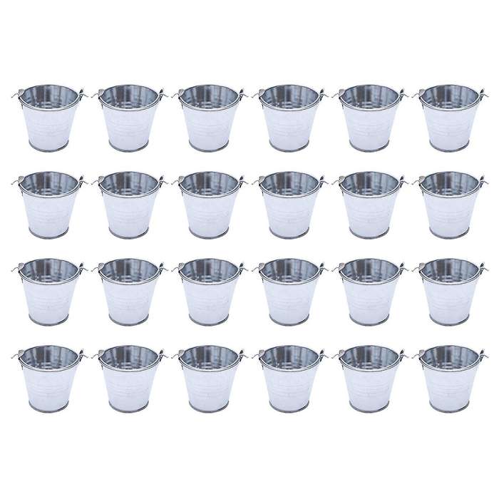 24pcs Mini Metal Bucket Portable Flower Pot Vases Planters Lovely