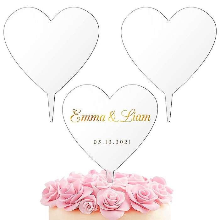 20pcs Cake Topper Heart Blank Acrylic Board for Cake Decorations A