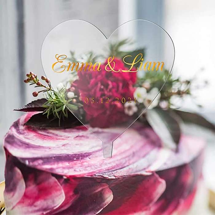 20pcs Cake Topper Heart Blank Acrylic Board for Cake Decorations A