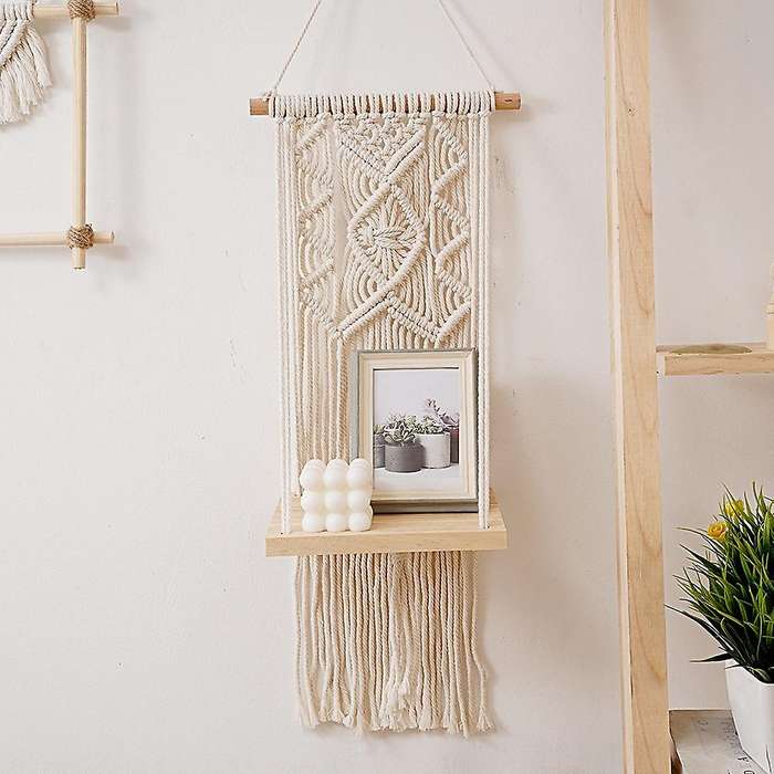Macrame Wall Hanging Shelf Floating Shelves Rope Shelf for Hanging